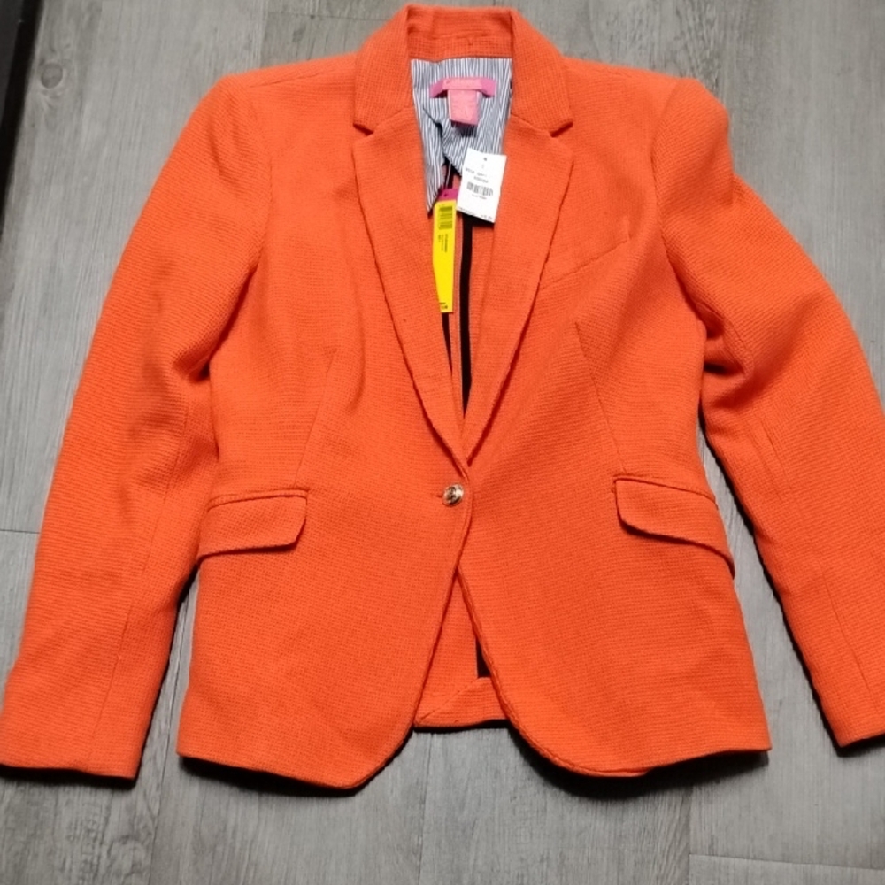 Tailored Orange Single-Button Blazer